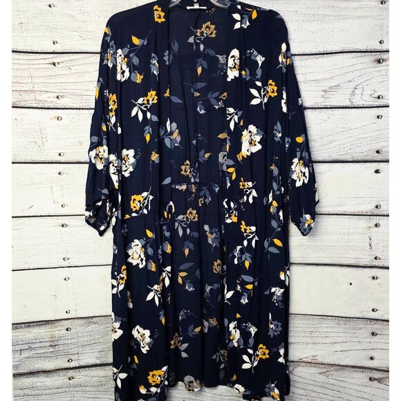 Maurices Navy Floral Kimono Cardigan 0/1 - Picture 2 of 10